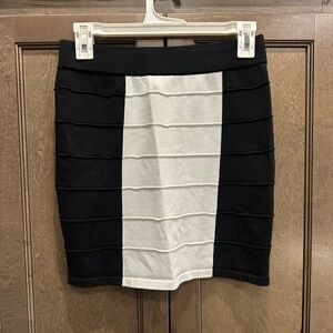 Say What? Black and White Fitted Mini Skirt